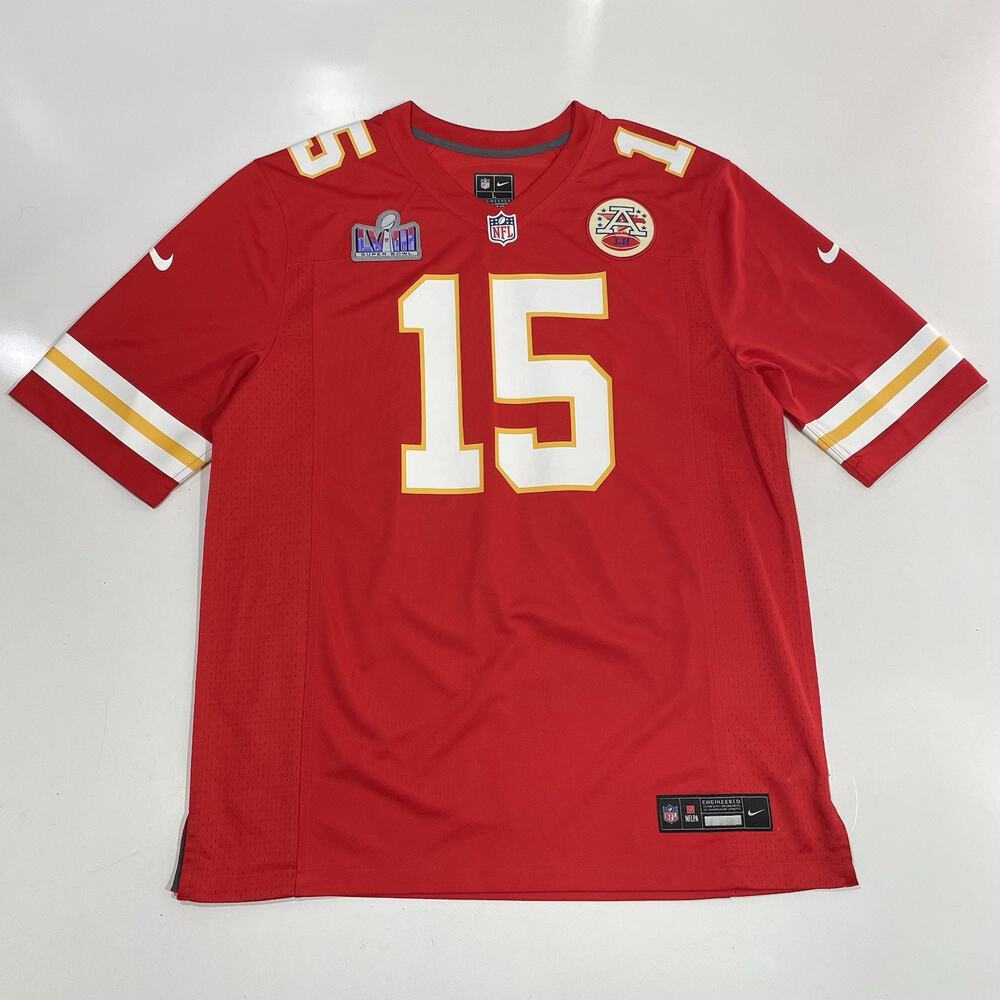 Patrick Mahomes Chiefs Nike NFL Jersey Super Bowl 58 LVIII Patch Red Size L